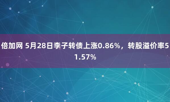 倍加网 5月28日李子转债上涨0.86%，转股溢价率51.57%