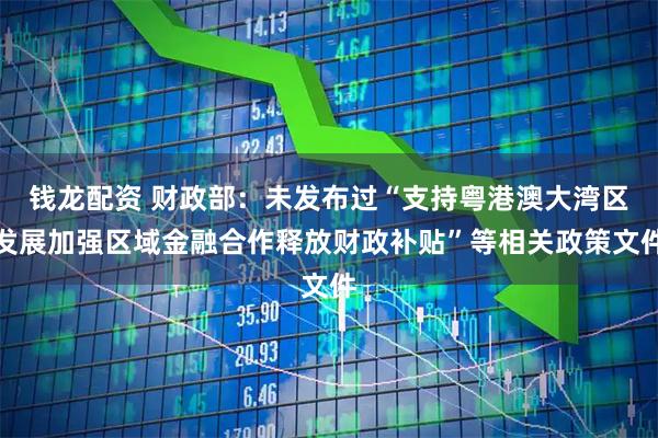 钱龙配资 财政部：未发布过“支持粤港澳大湾区发展加强区域金融合作释放财政补贴”等相关政策文件