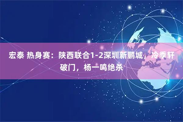 宏泰 热身赛：陕西联合1-2深圳新鹏城，冷季轩破门，杨一鸣绝杀