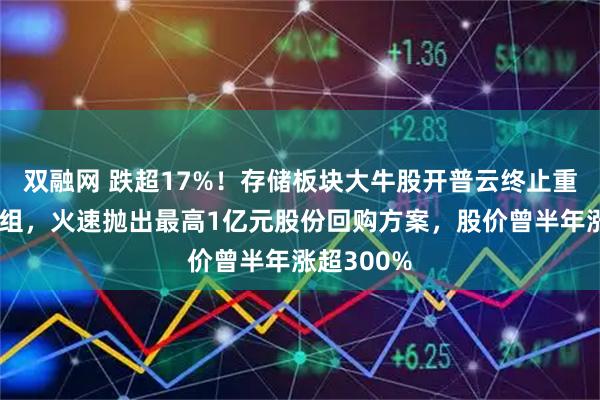 双融网 跌超17%！存储板块大牛股开普云终止重大资产重组，火速抛出最高1亿元股份回购方案，股价曾半年涨超300%